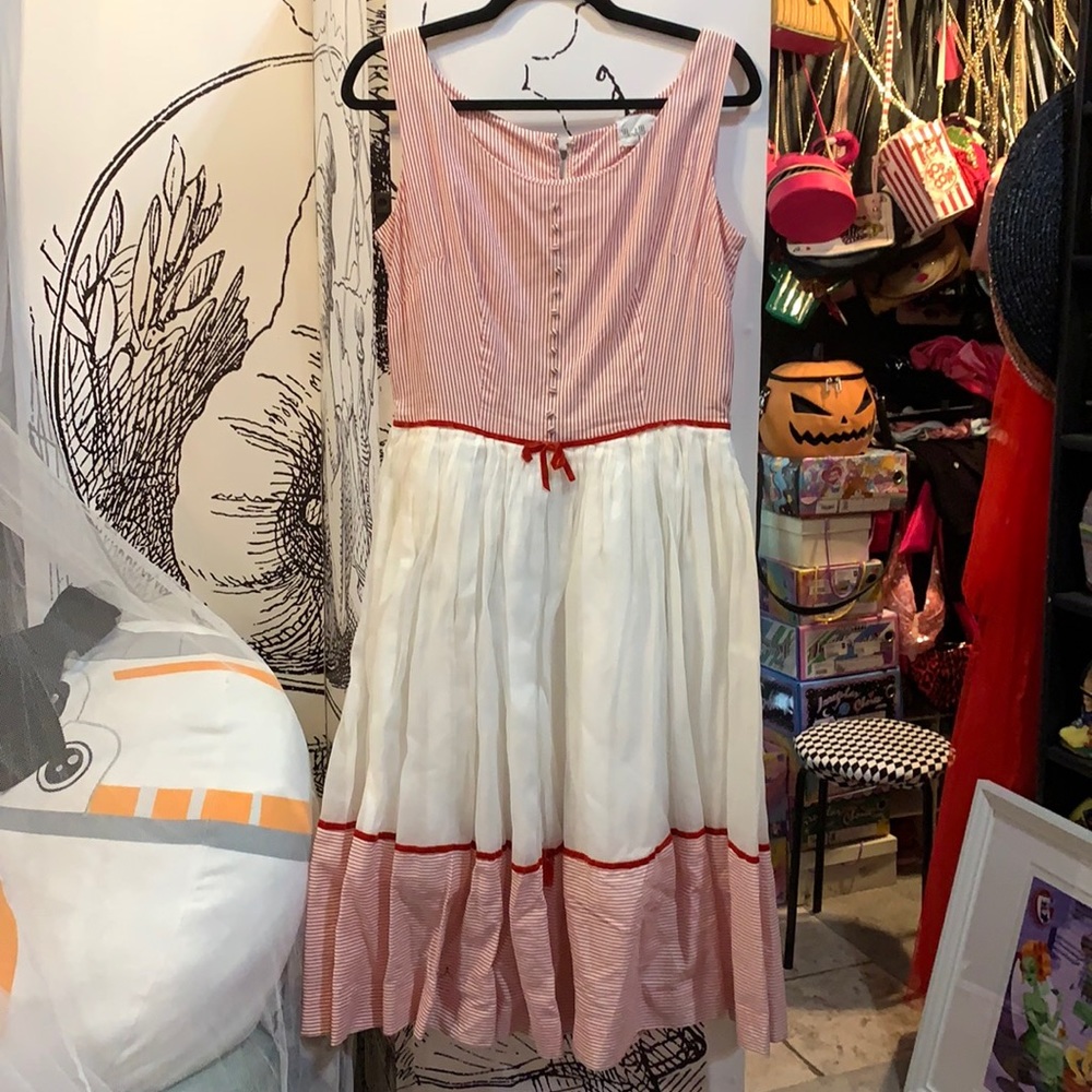 Vintage red and white striped swing dress